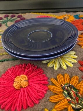 Fiesta Deep Blue Ceramic Saucer Plate, one plate had a small chip underneath